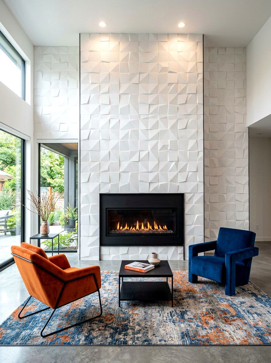 Geometric Fireplace Wall - 30 fireplace wall living room ideas