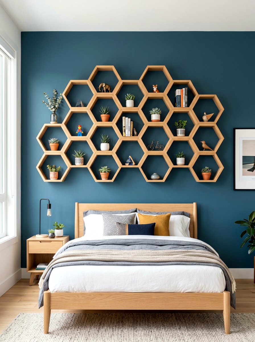 Geometric Floating Shelves - 30 floating shelf ideas
