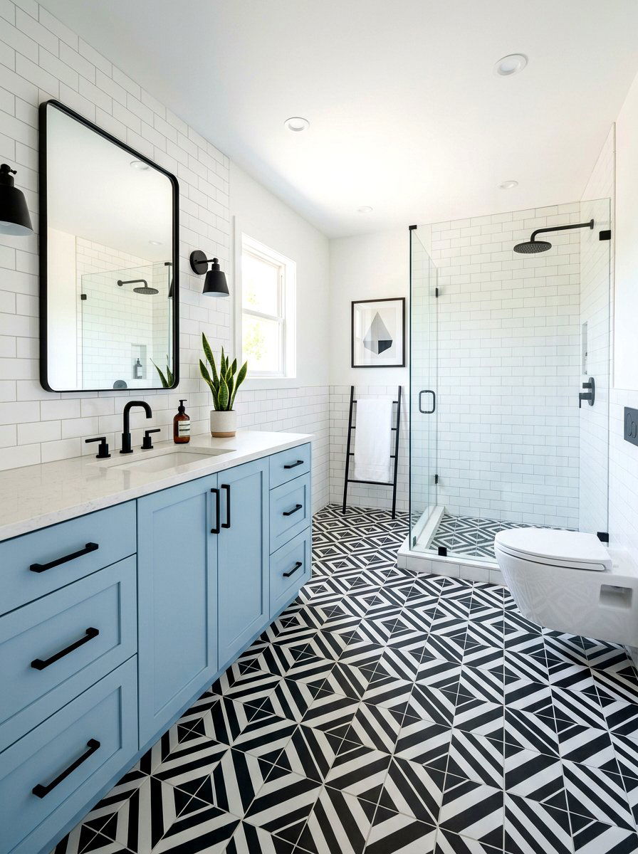 Geometric Floor Tile Bathroom - 30 bathroom tile ideas