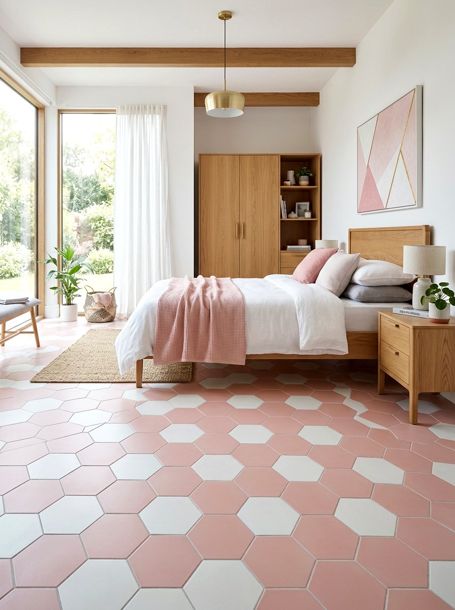 Geometric Floor Tile - 30 dopamine bedroom ideas