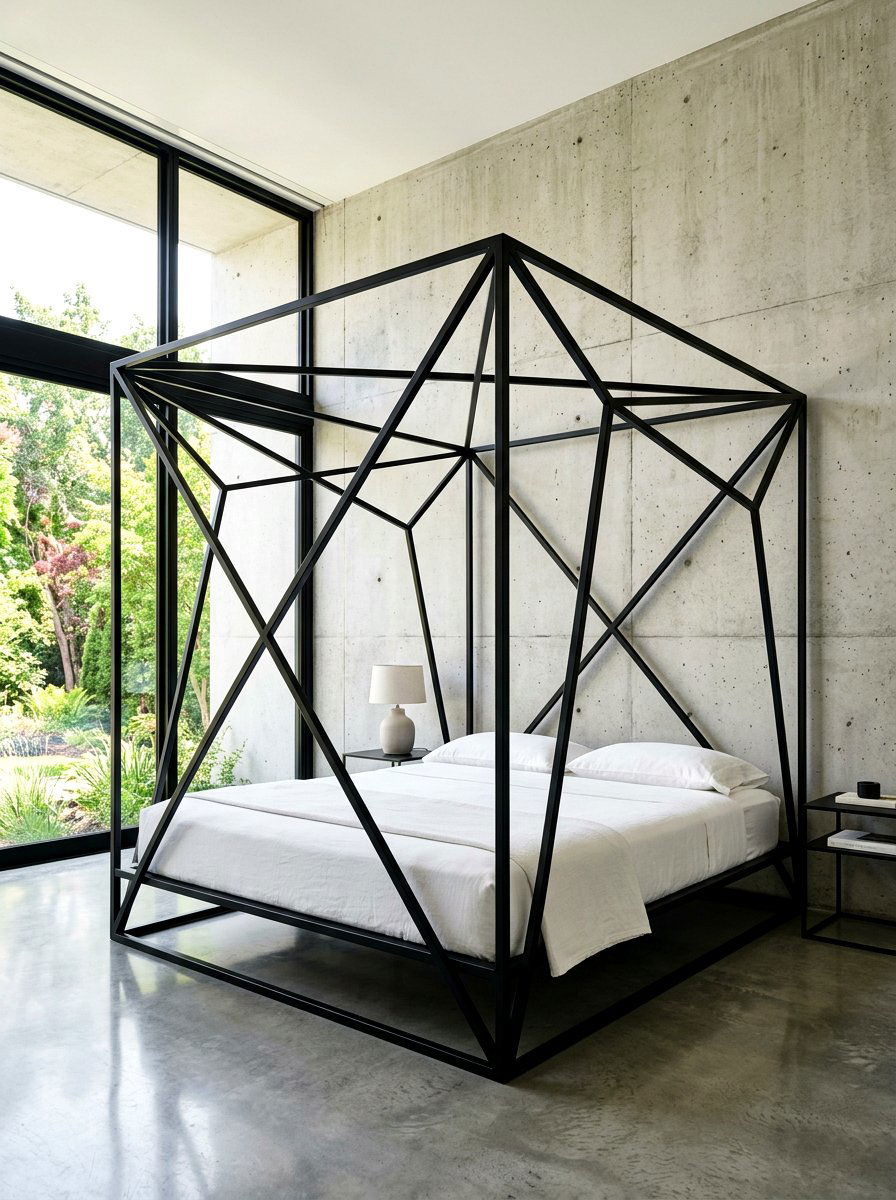 Geometric Frame Canopy Bed - 30 statement canopy bed bedroom ideas