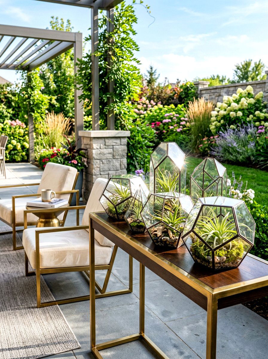 Geometric Glass Porch Planter - 30 porch ceiling planter ideas