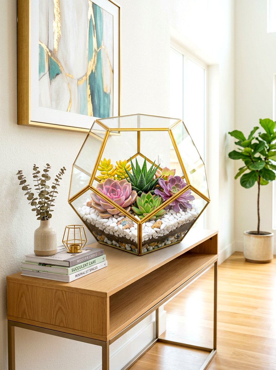 Geometric Glass Succulent Terrarium - 30 indoor succulent garden ideas