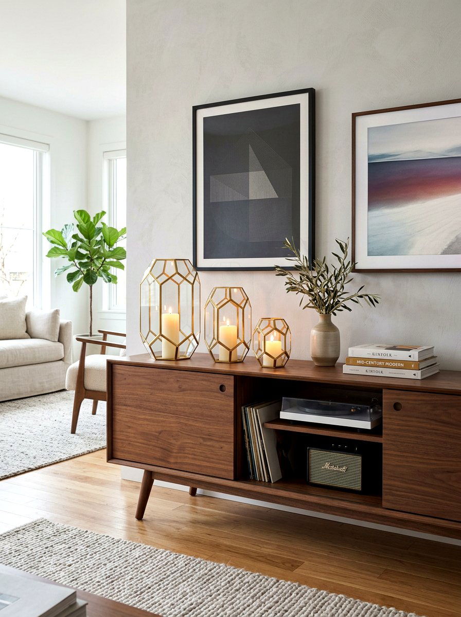Geometric Gold Candle Lanterns - 30 candle decor ideas