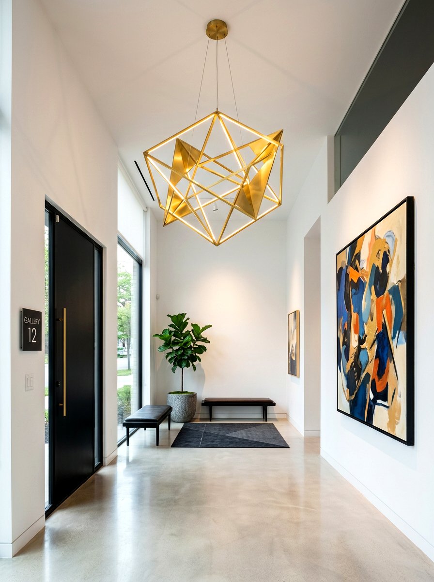 Geometric Gold Pendant - 30 foyer chandelier ideas