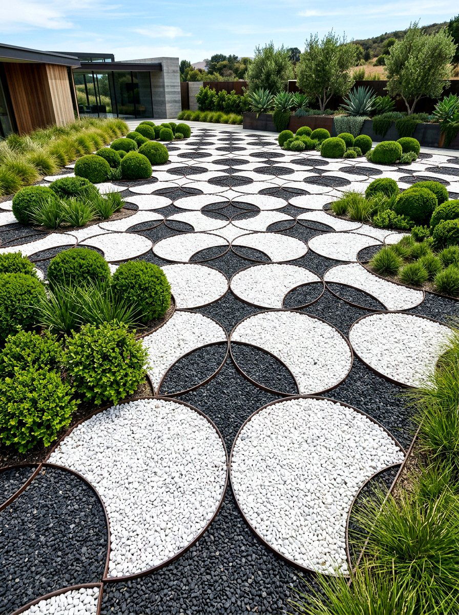 Geometric Gravel Pattern - 30 gravel garden ideas