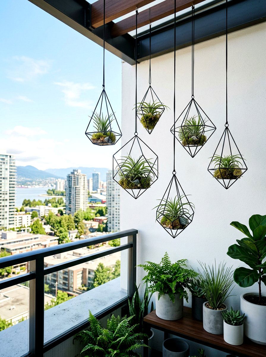 Geometric Hanging Planter - 30 balcony vertical garden ideas