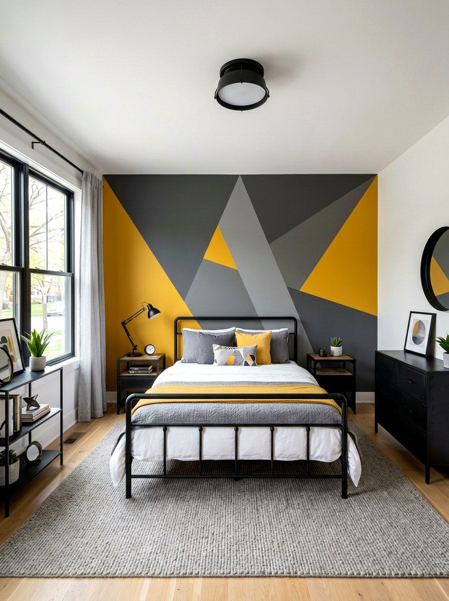 Geometric Headboard Wall Paint - 30 painted headboard wall ideas