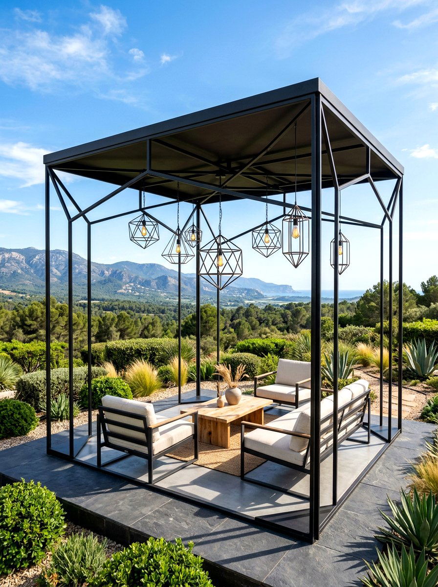 Geometric Lantern Gazebo - 30 gazebo lighting ideas