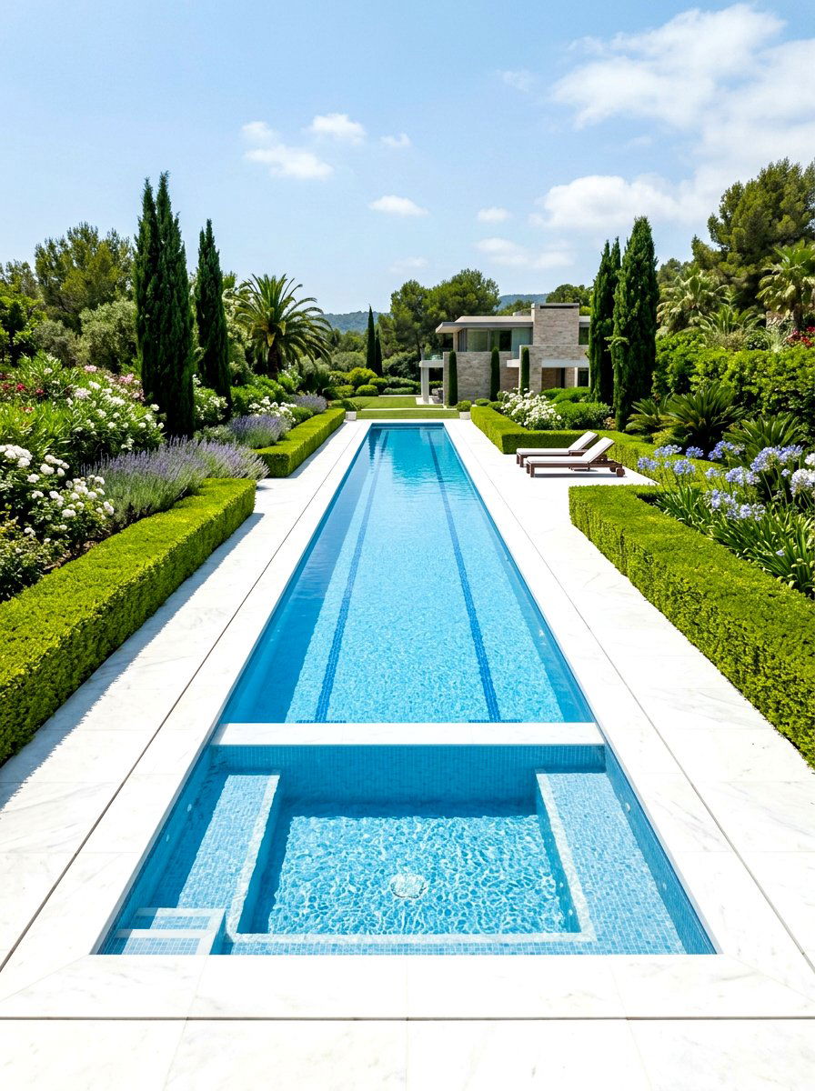 Geometric Lap Pool - 30 lap pool backyard ideas