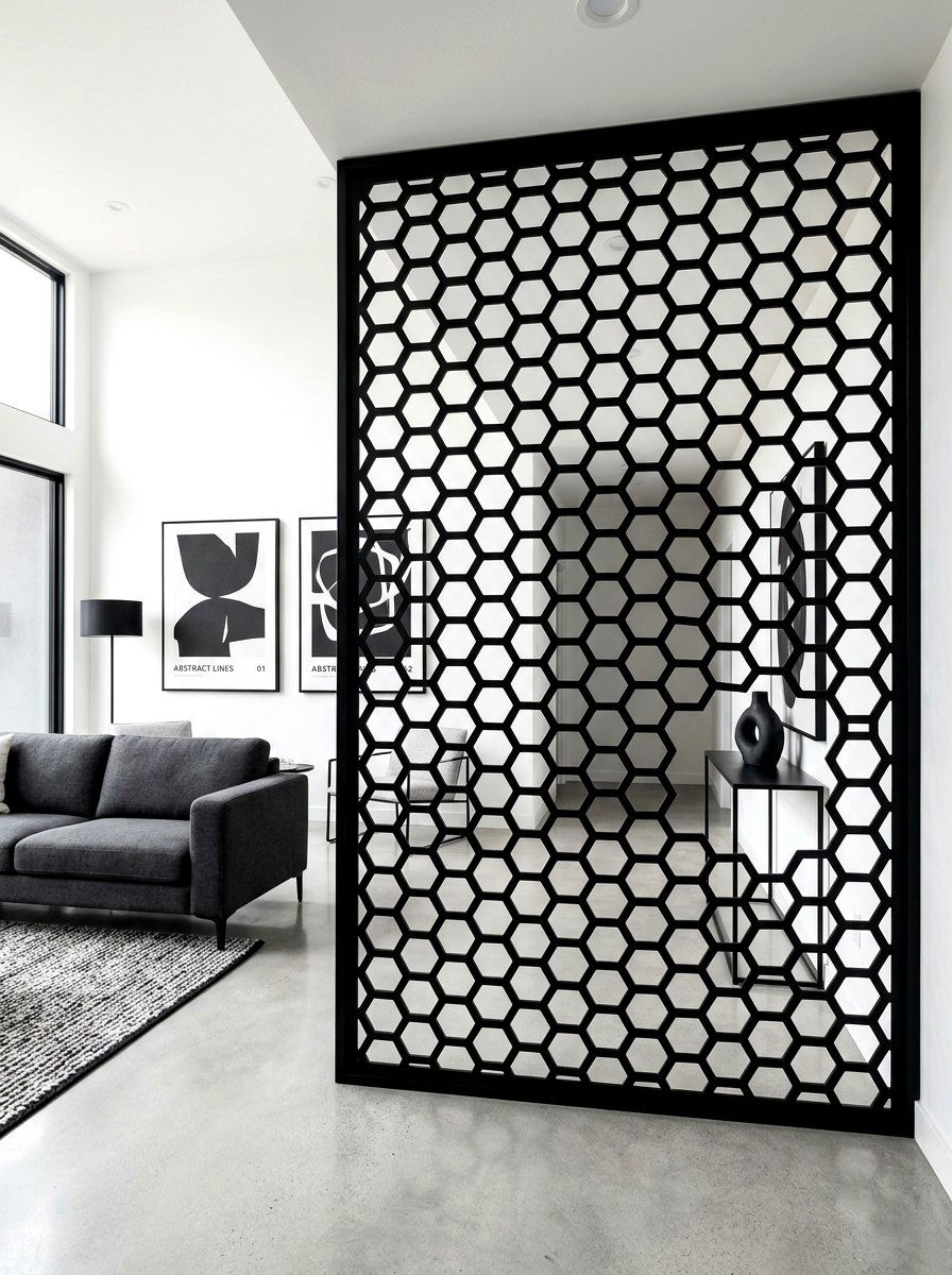 Geometric Laser Cut Screen - 30 room divider apartment aesthetic ideas