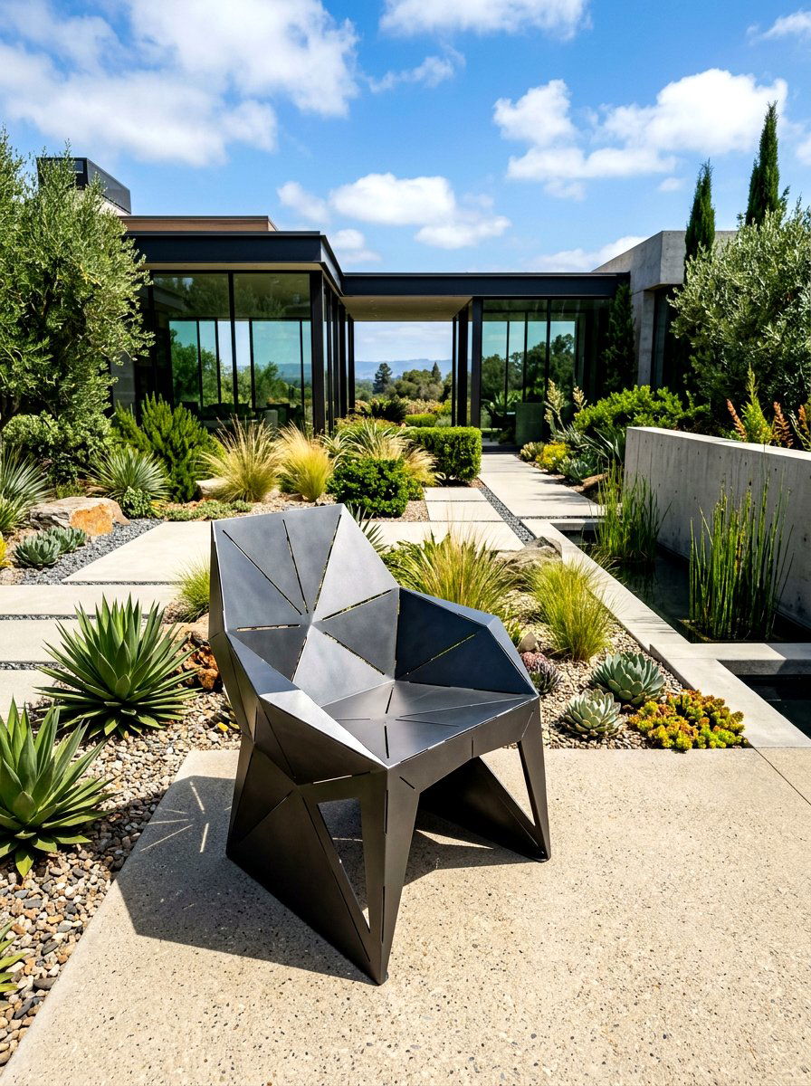 Geometric Metal Chair - 30 metal patio furniture ideas