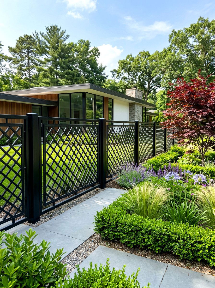 Geometric Metal Fence - 30 modern fence ideas