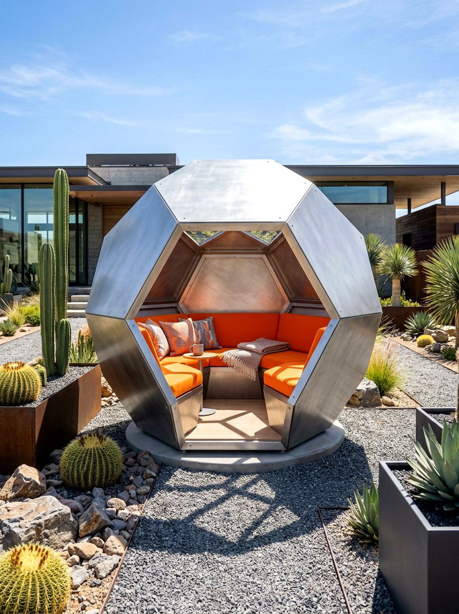 Geometric Metal Garden Pod - 30 cocoon patio chair ideas