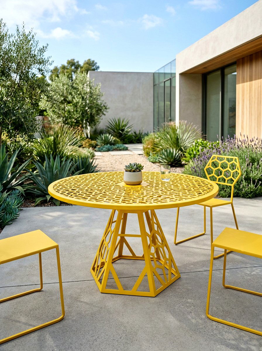Geometric Metal Garden Table - 30 garden dinner table ideas