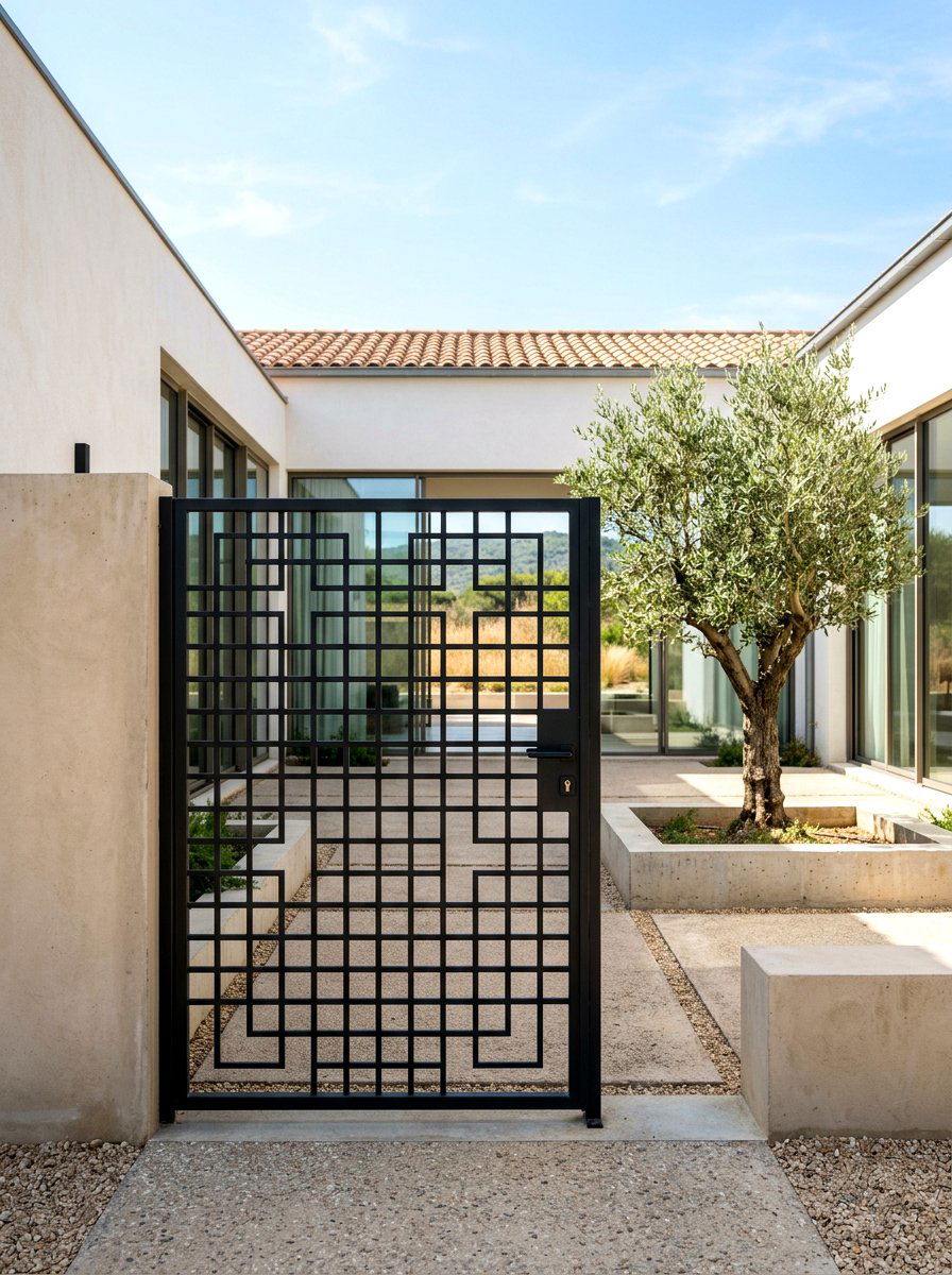 Geometric Metal Gate - 30 garden gate ideas