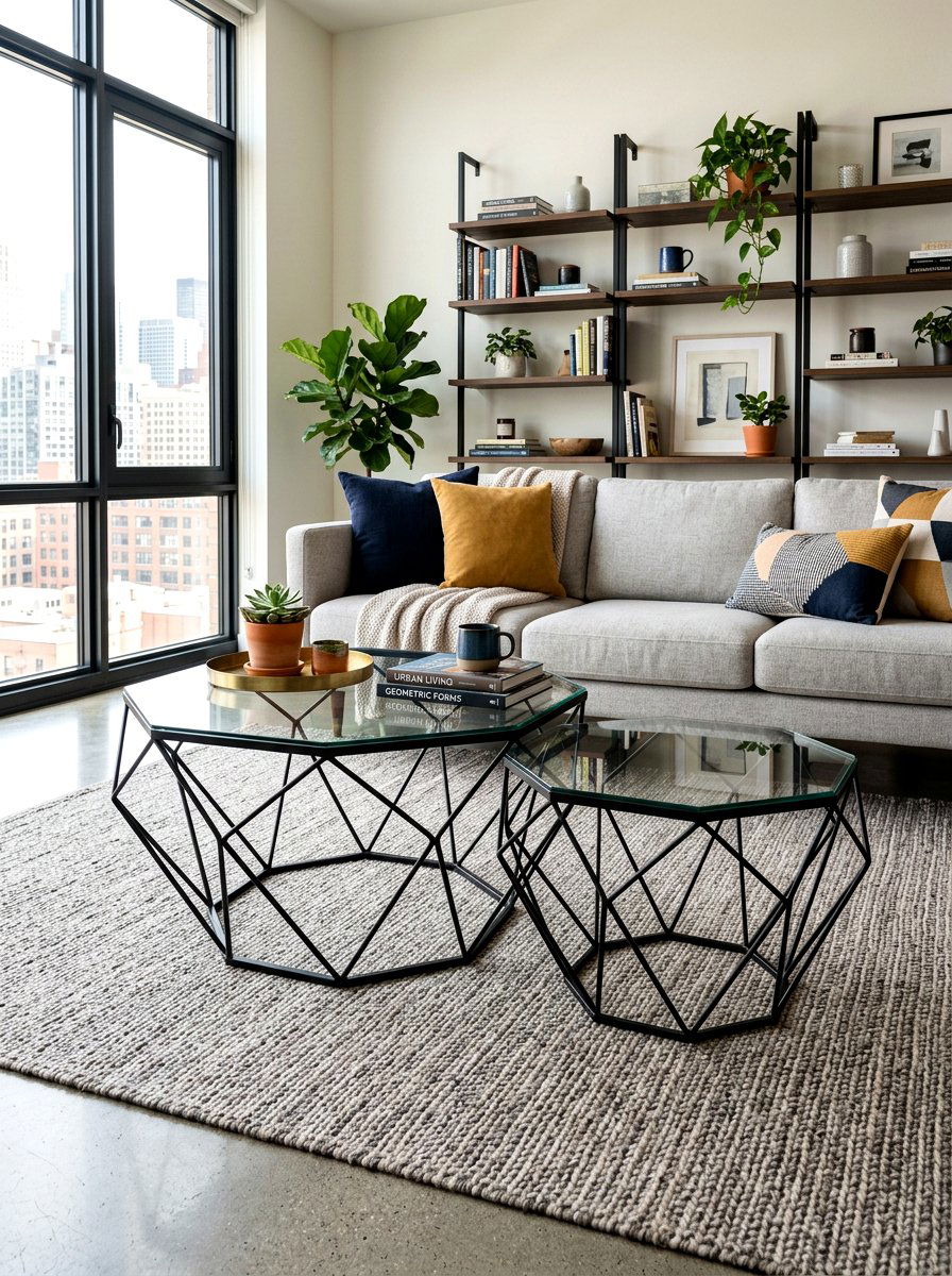 Geometric Metal Nesting Coffee Table - 30 nesting coffee table ideas
