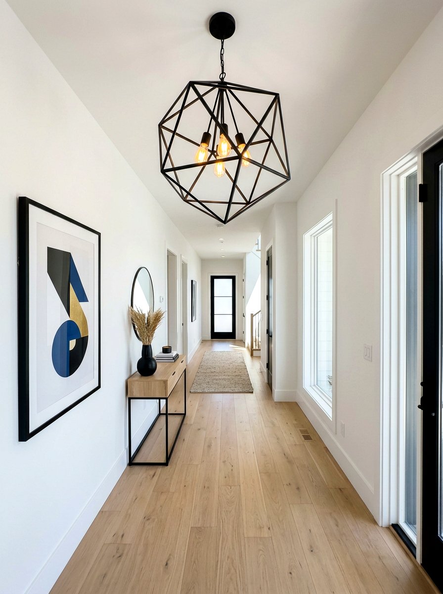 Geometric Metal Pendant - 30 long foyer lighting ideas