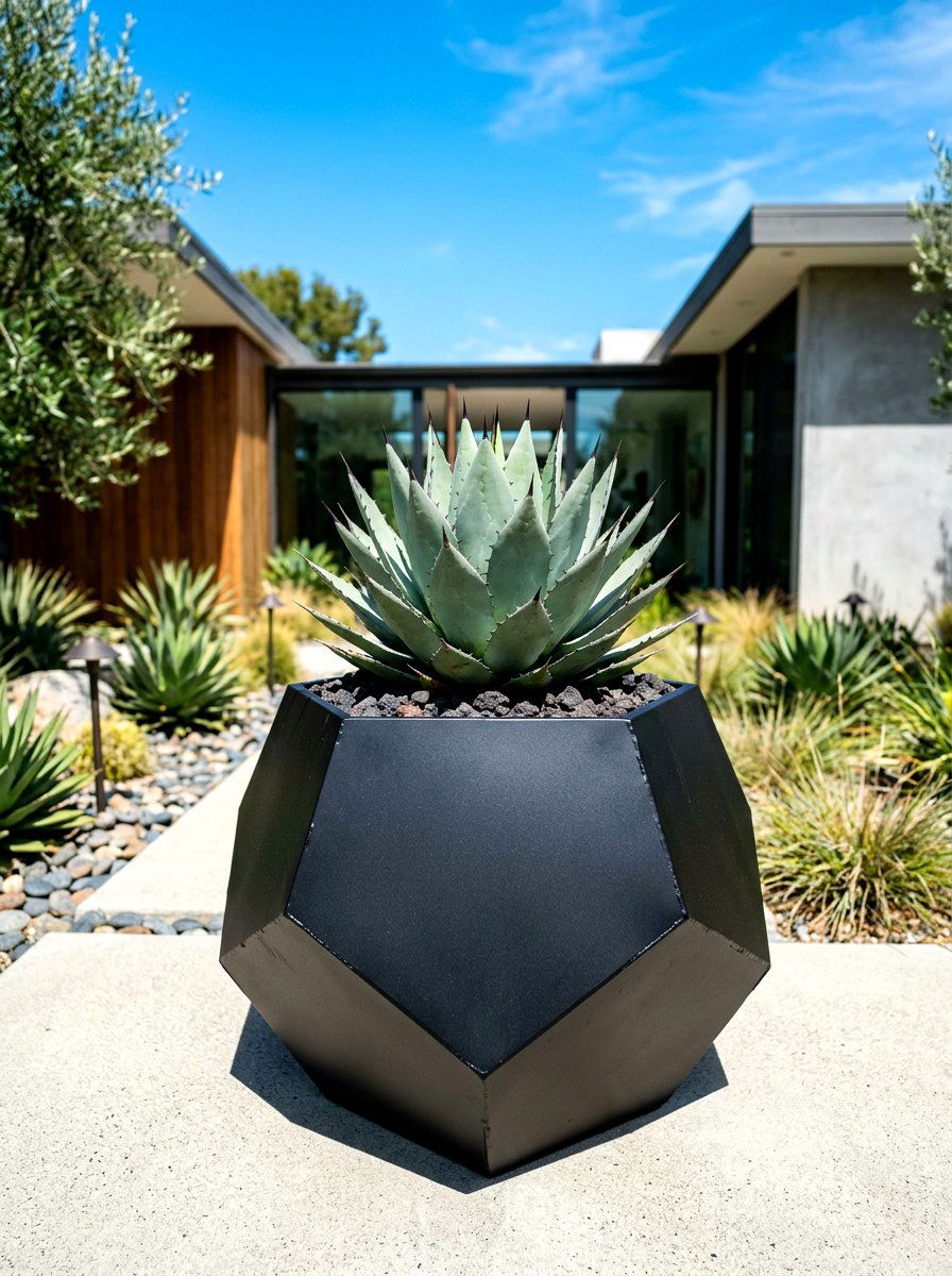 Geometric Metal Planter - 30 backyard planter ideas