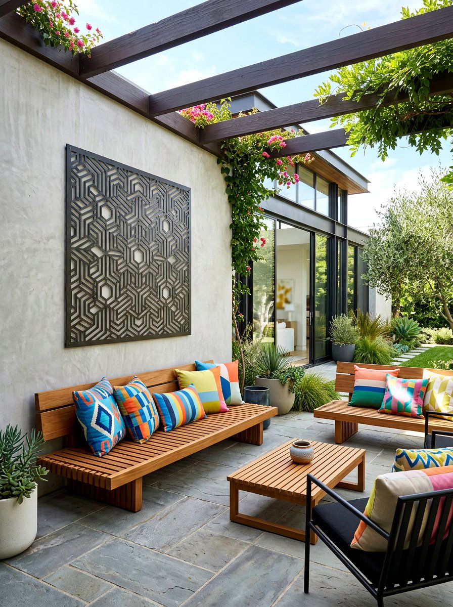 Geometric Metal Wall Art Patio - 30 laser cut privacy panel ideas