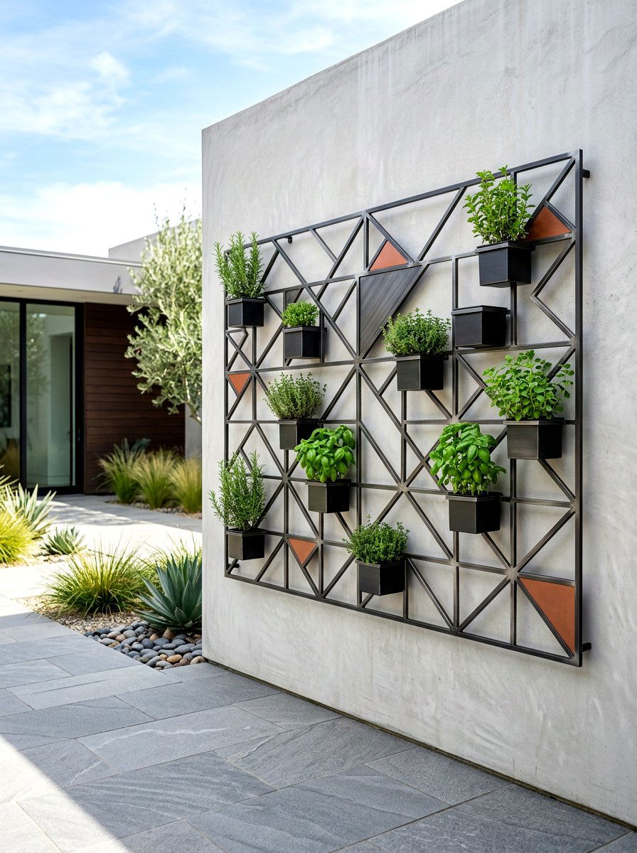 Geometric Metal Wall Art - 30 herb garden trellis ideas