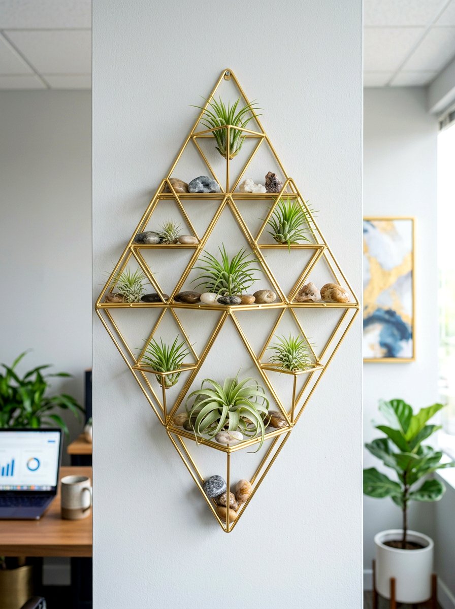 Geometric Metal Wall Shelf - 30 vertical garden shelf ideas