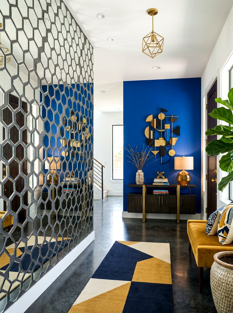 Geometric Mirror Foyer Layout - 30 mirror wrapped foyer ideas
