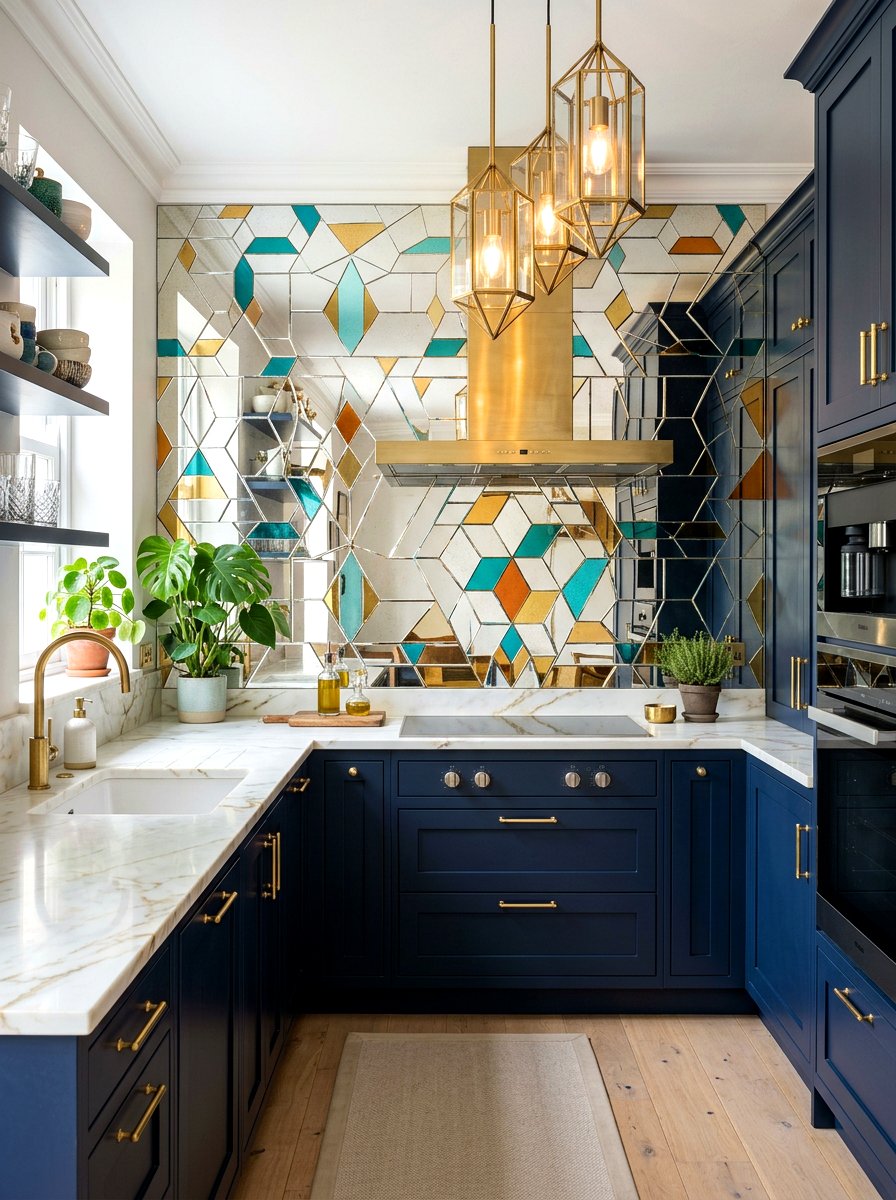 30 mirror tile backsplash ideas: Add Glam, Boost Light, Look Bigger