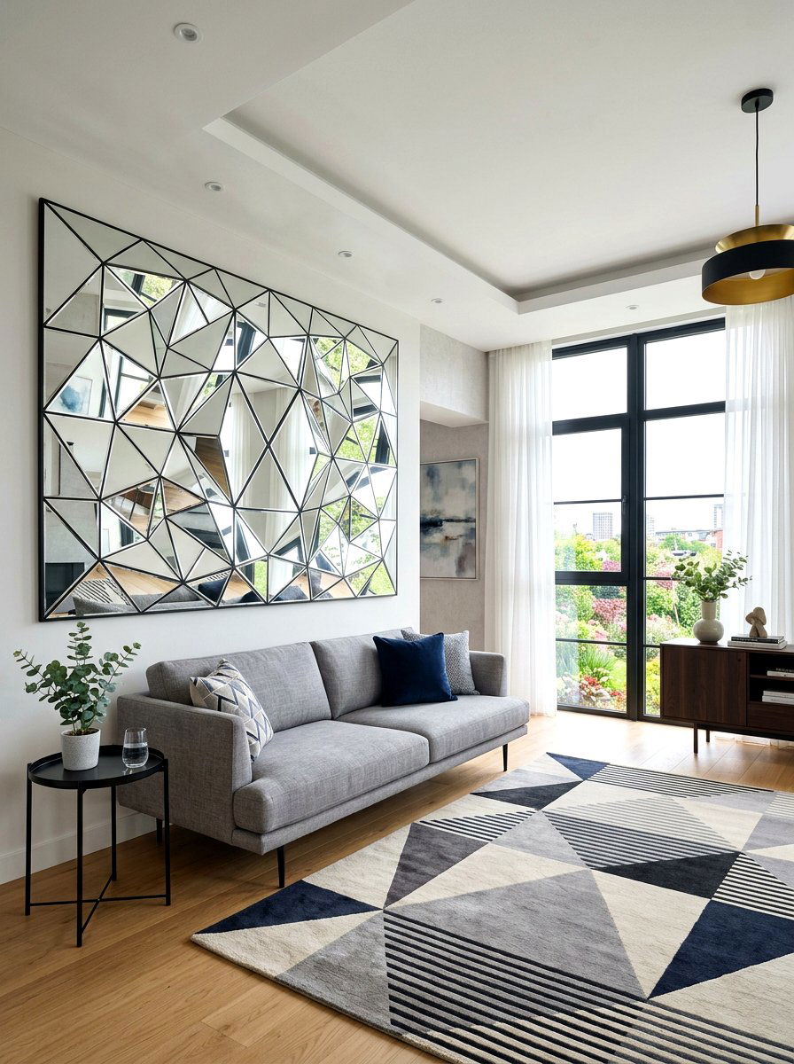 Geometric Mirror Wall Art - 30 mirror wall small room ideas