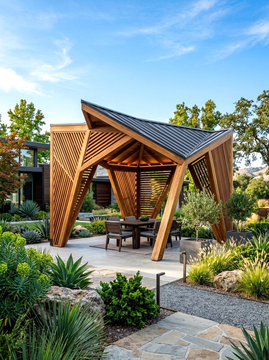 Geometric Modern Gazebo - 30 wooden gazebo ideas
