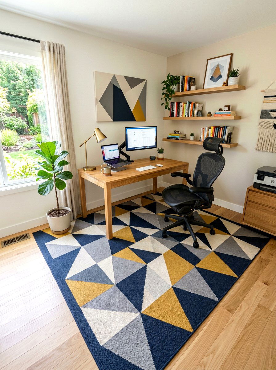 Geometric Modern Office Rug - 30 statement rug ideas