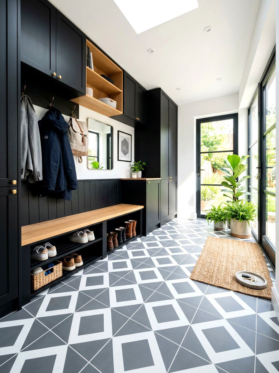 Geometric Mudroom Floor - 30 mudroom tile floor ideas
