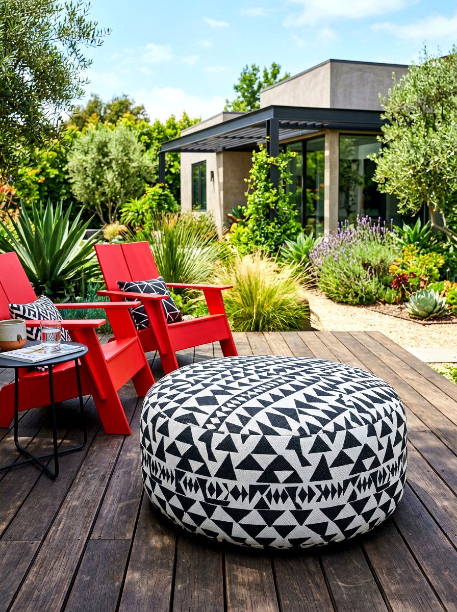 Geometric Outdoor Pouf - 30 outdoor pouf lounge ideas