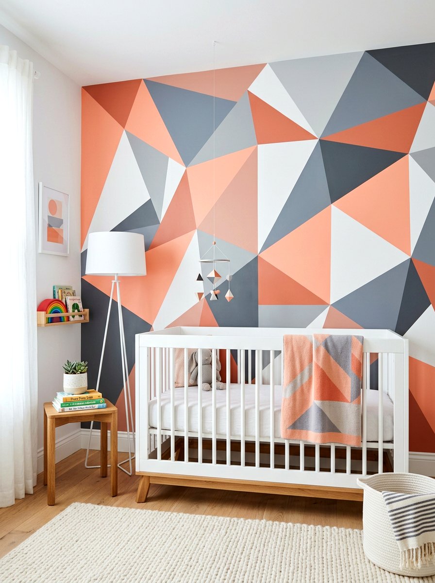 Geometric Paint Pattern - 30 nursery accent wall ideas