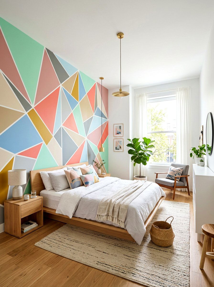Geometric Paint Pattern - 30 headboard wall ideas
