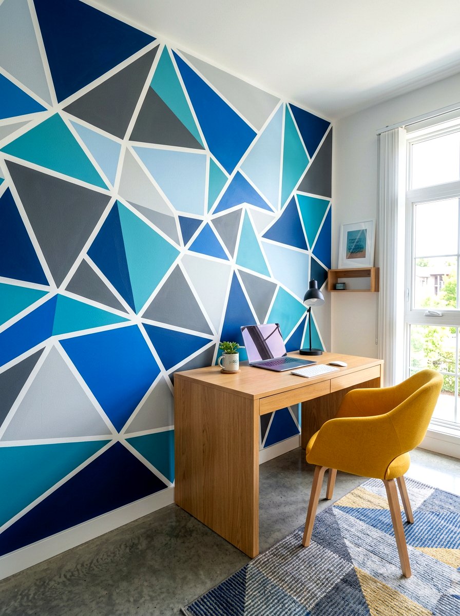 Geometric Painted Wall Pattern - 30 accent wall ideas