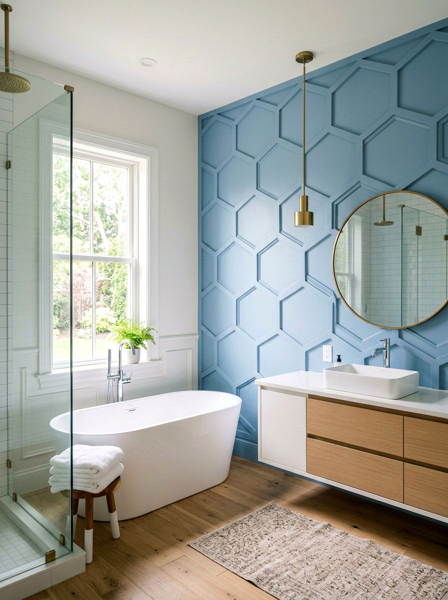 Geometric Panel Molding Bathroom - 30 panel molding bathroom ideas