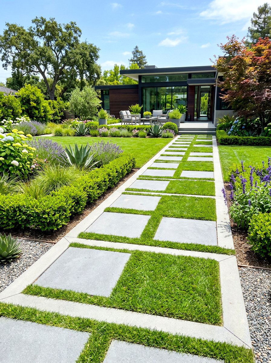 Geometric Path - 30 front yard landscaping ideas