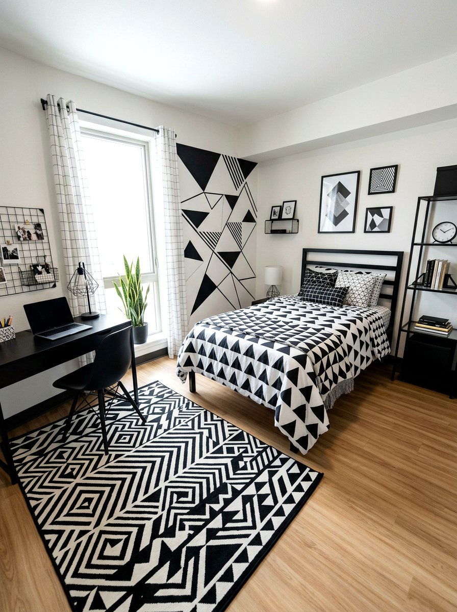 Geometric Pattern Dorm Room - 30 dorm room ideas