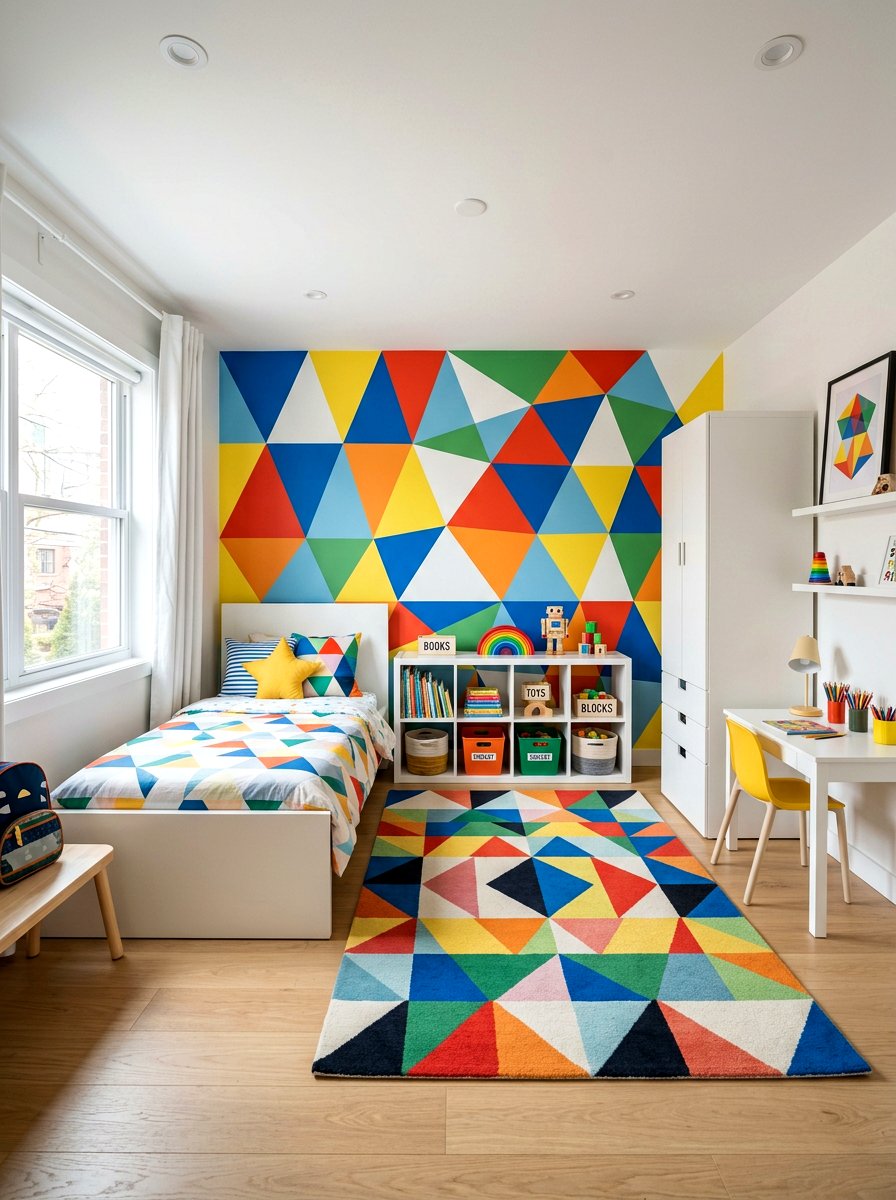 Geometric Pattern Kids Room - 30 aesthetic kids room ideas