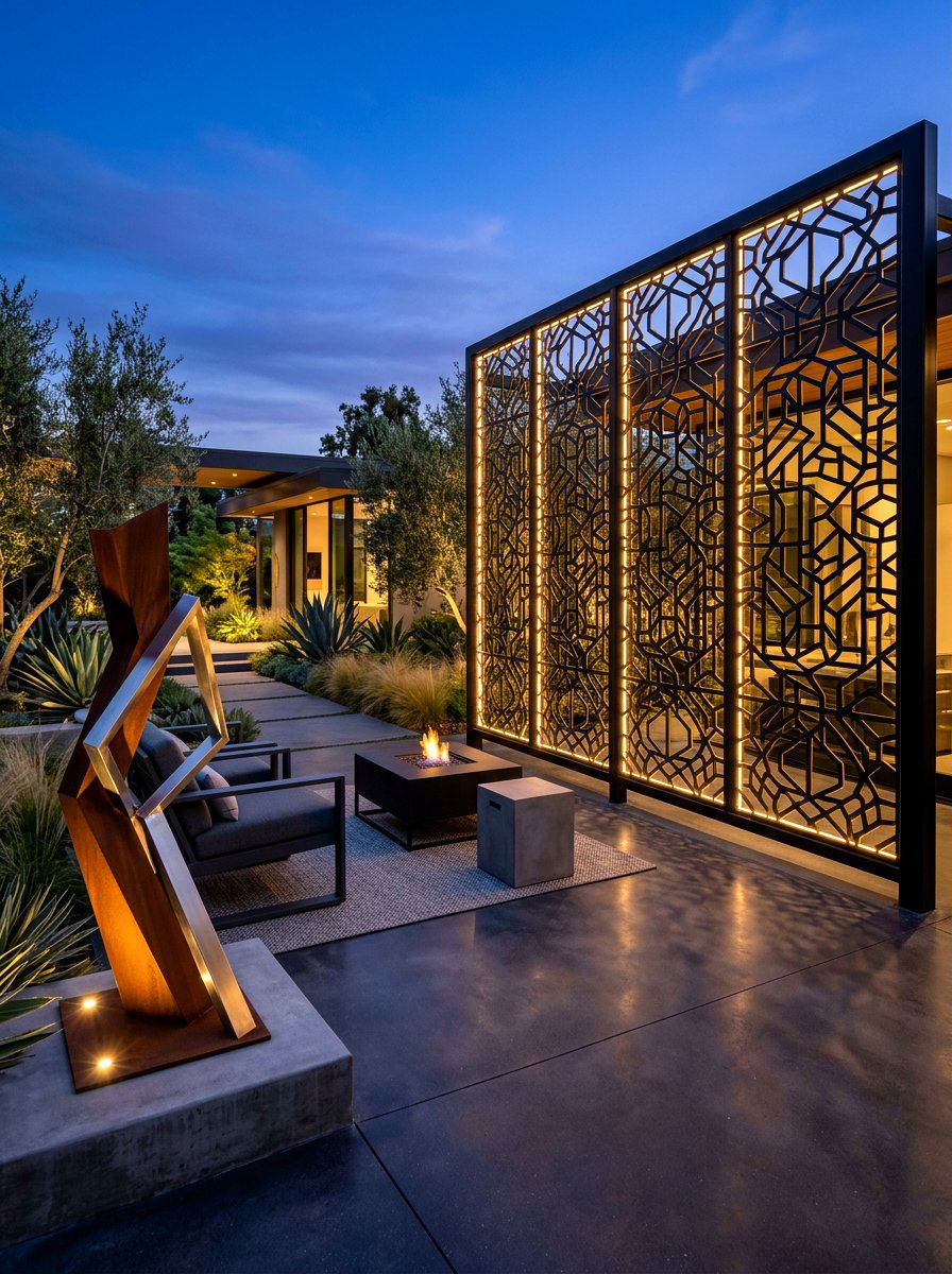 Geometric Pattern Metal Lattice - 30 lattice fence ideas