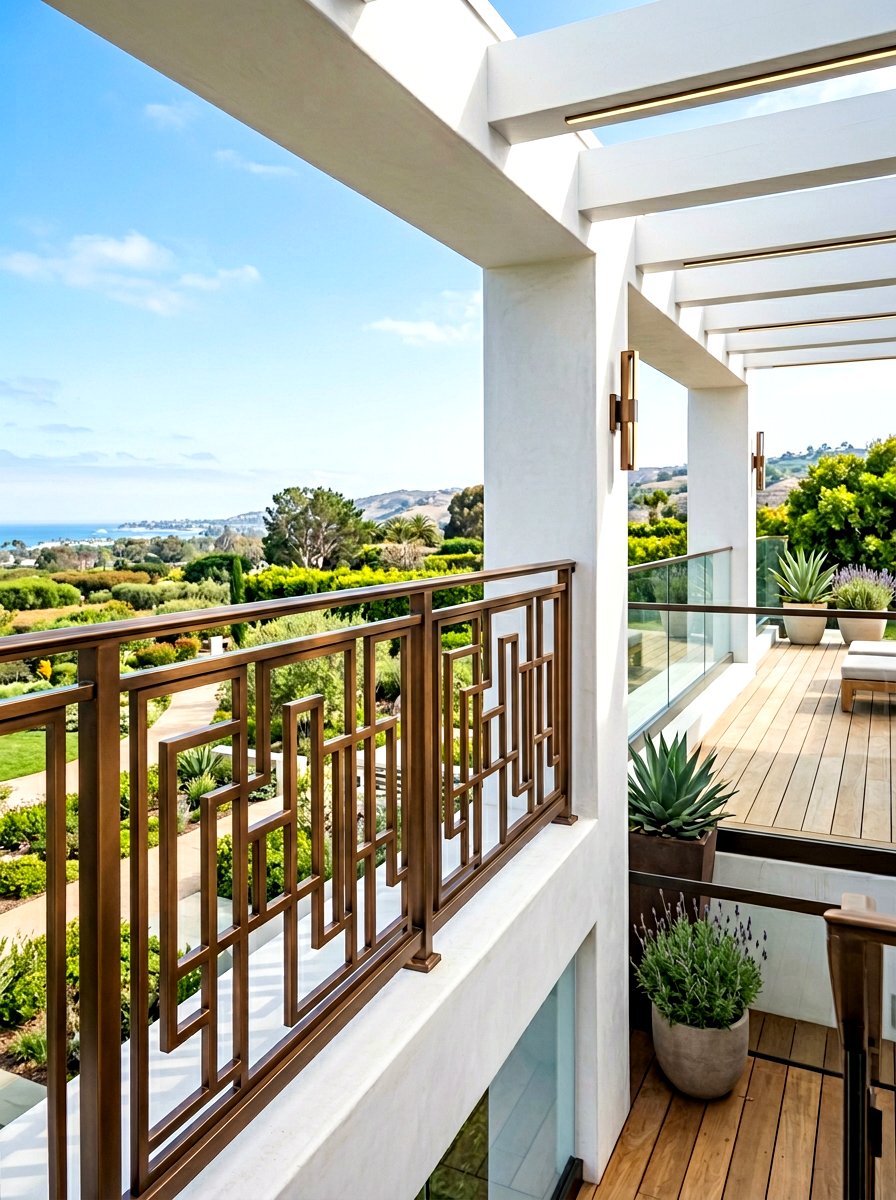 Geometric Pattern Metal Railing - 30 front porch railing ideas