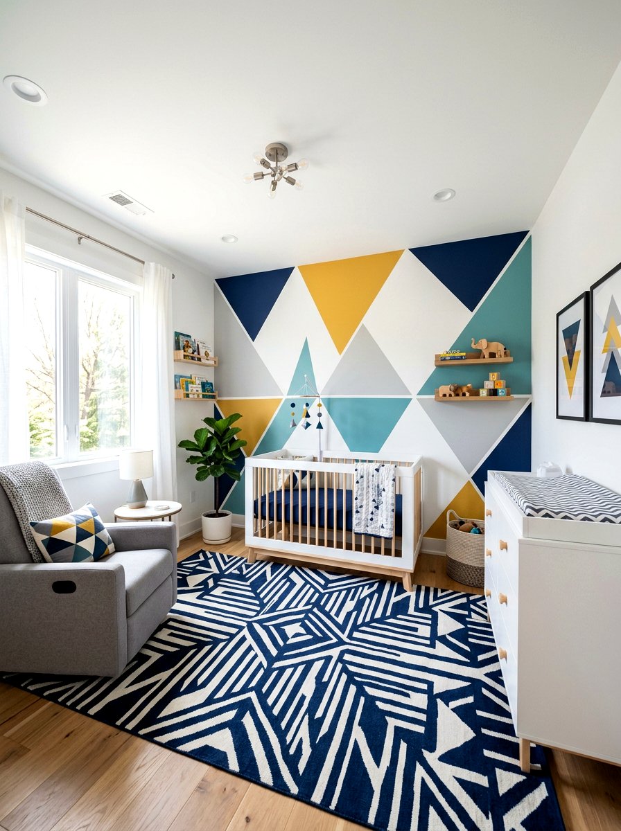 Geometric Pattern Nursery - 30 gender neutral baby room ideas