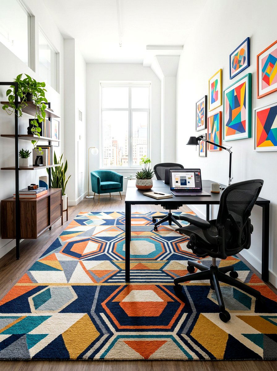 Geometric Pattern Office Rug - 30 office rug ideas