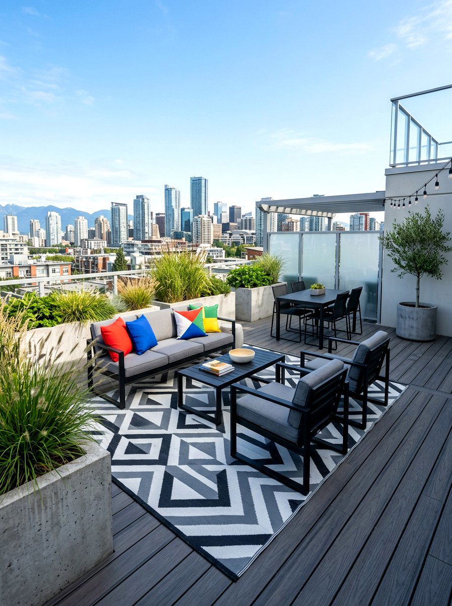 Geometric Pattern Patio Rug - 30 patio rug ideas