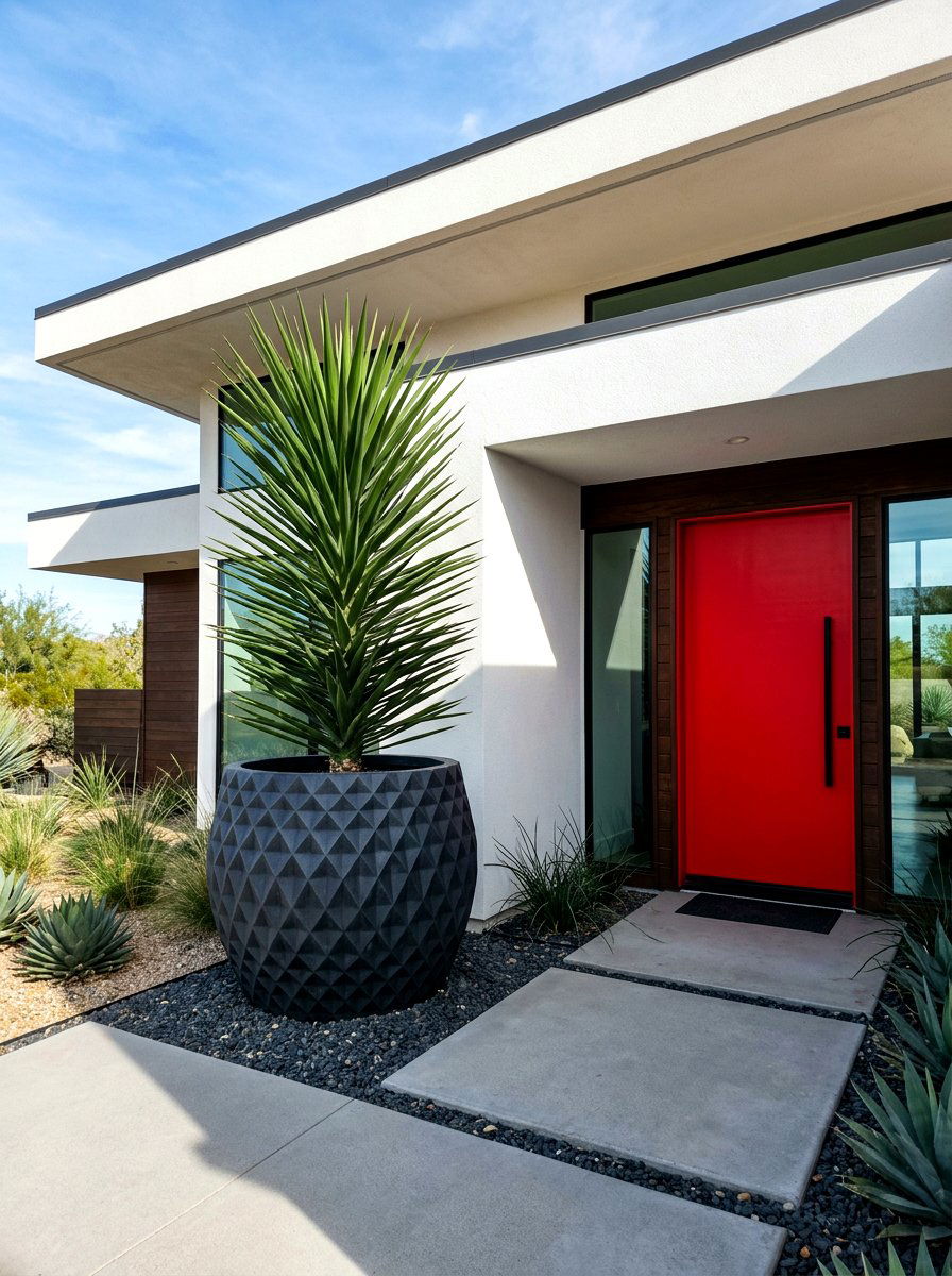 Geometric Pattern Planter - 30 tall front door planter ideas