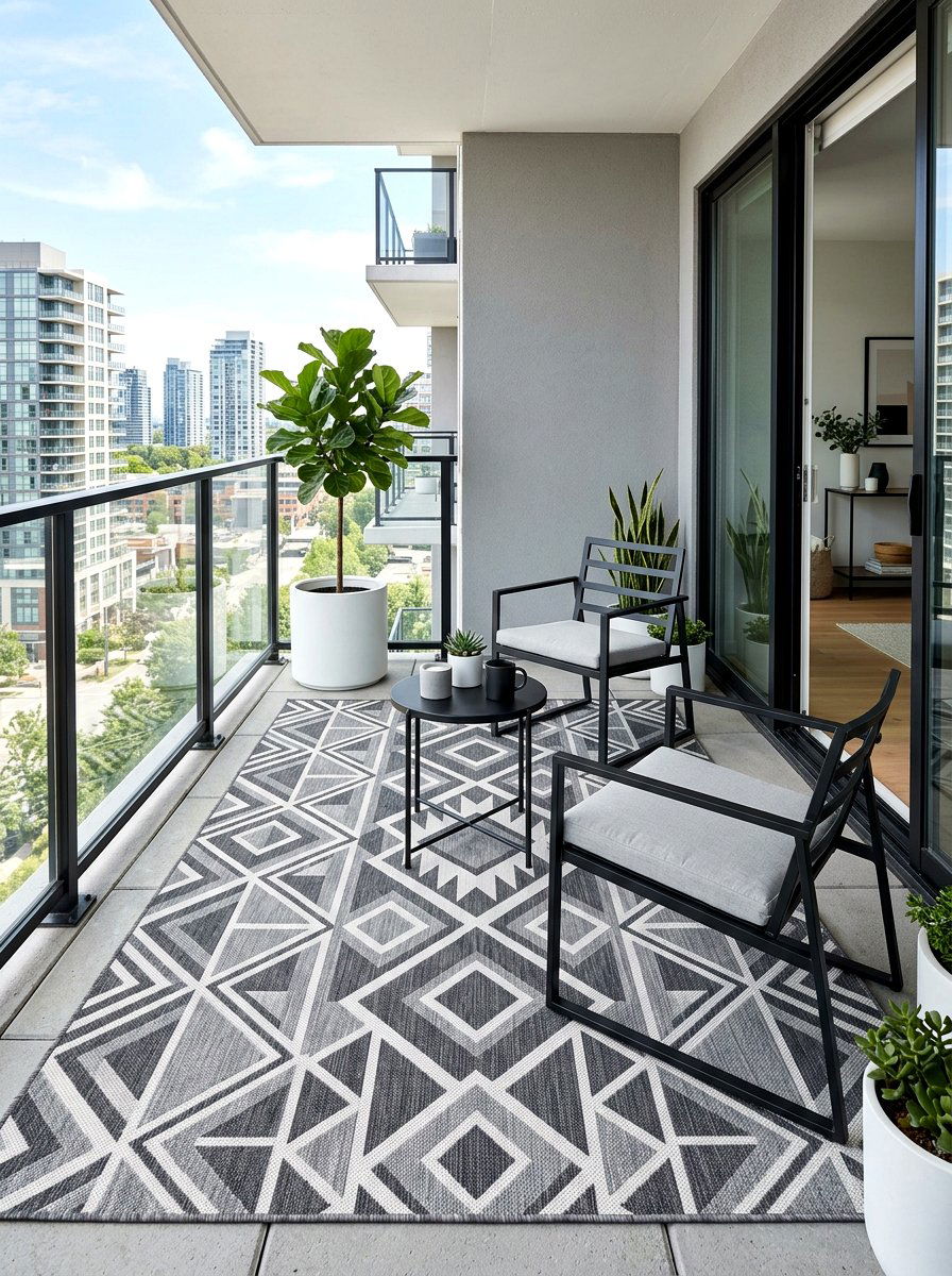 Geometric Pattern Rug - 30 balcony rug ideas