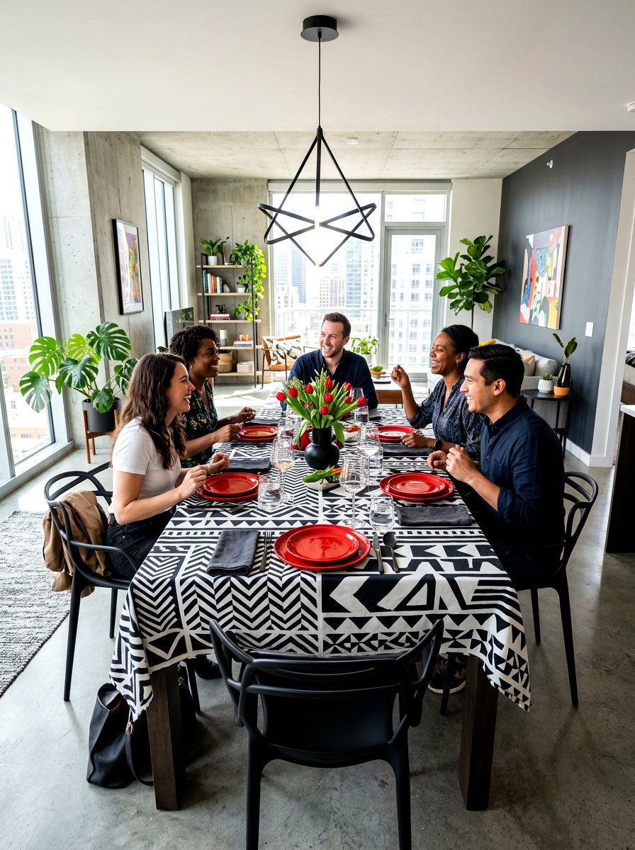Geometric Pattern Tablecloth - 30 everyday table setting ideas