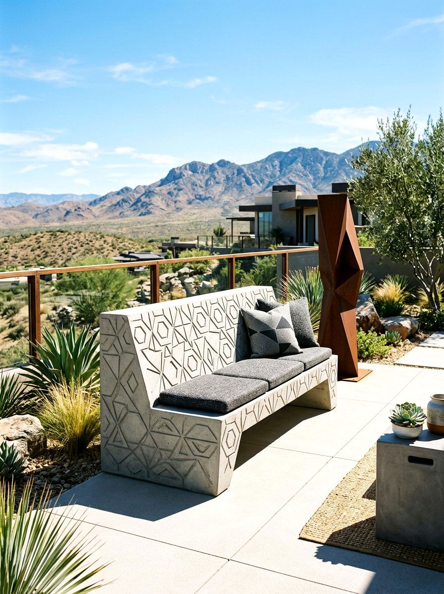 Geometric Pattern Terrace Seat - 30 outdoor pouf ideas