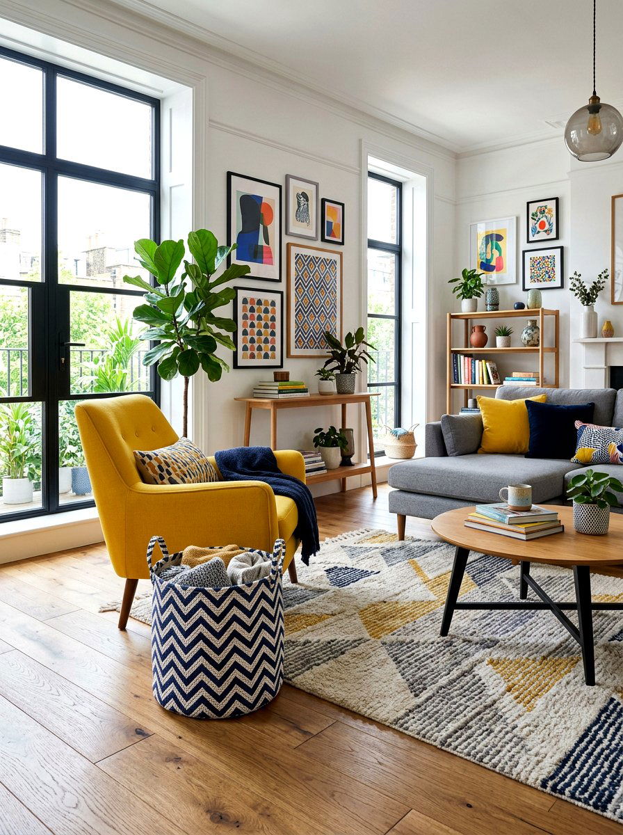 Geometric Patterned Cloth Basket - 30 living room blanket basket ideas